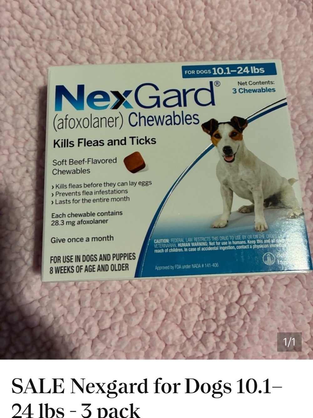 NexGard Chewables for Dogs (10.1–24 lbs) - Beef Flavor